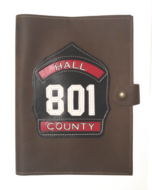 Leather Notebook Cover with Helmet Front
