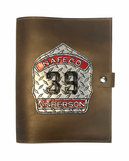Leather Notebook Cover with Helmet Front