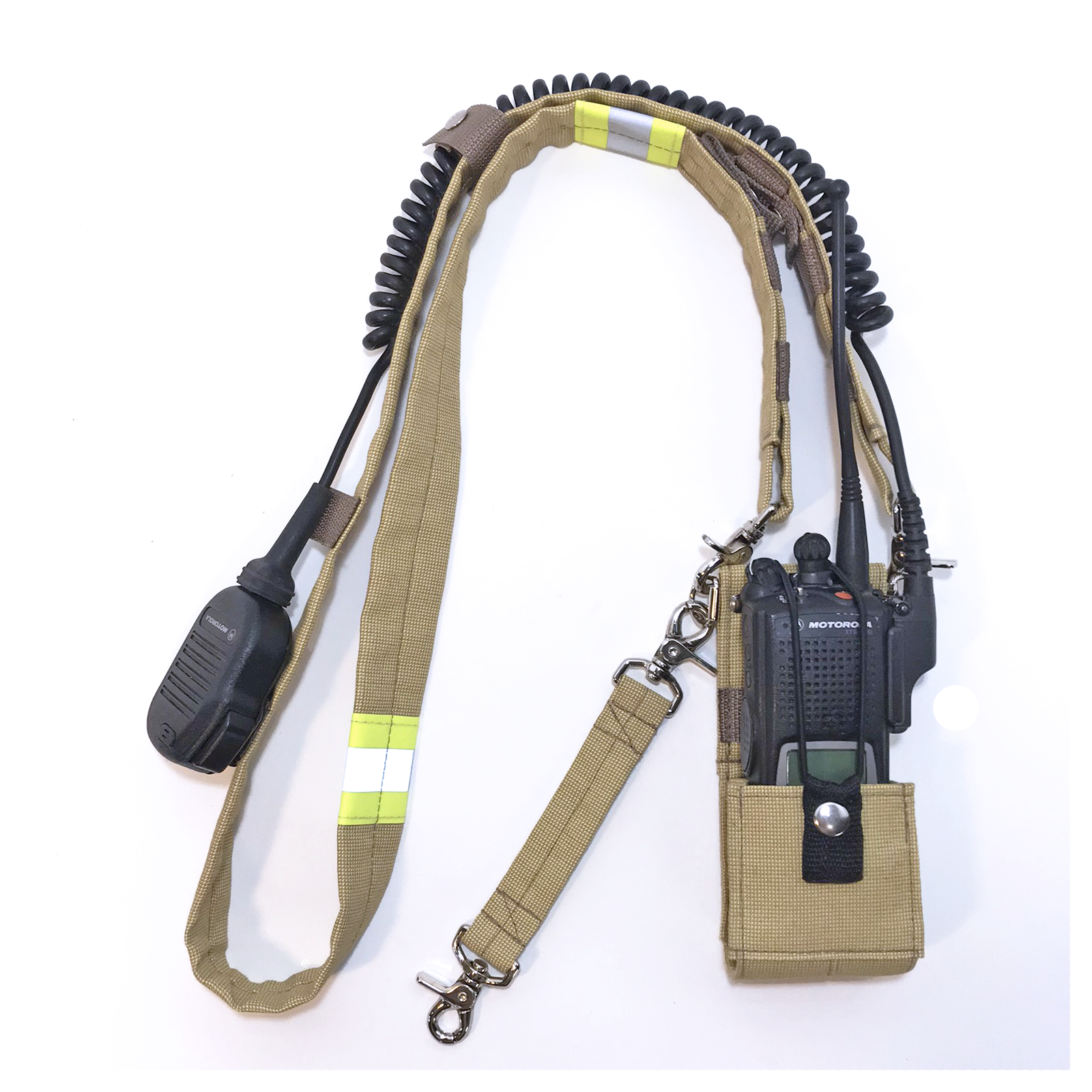 Bunker Gear Radio Strap System in Tan with Yellow Trim