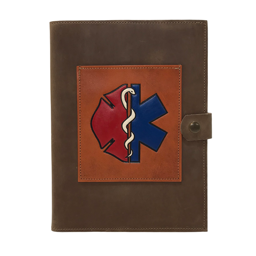 Brown Leather Notebook with Fire Star